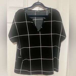 SHEIN Black and White Grid Top